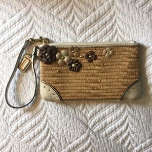 Coach Woven Straw Wristlet